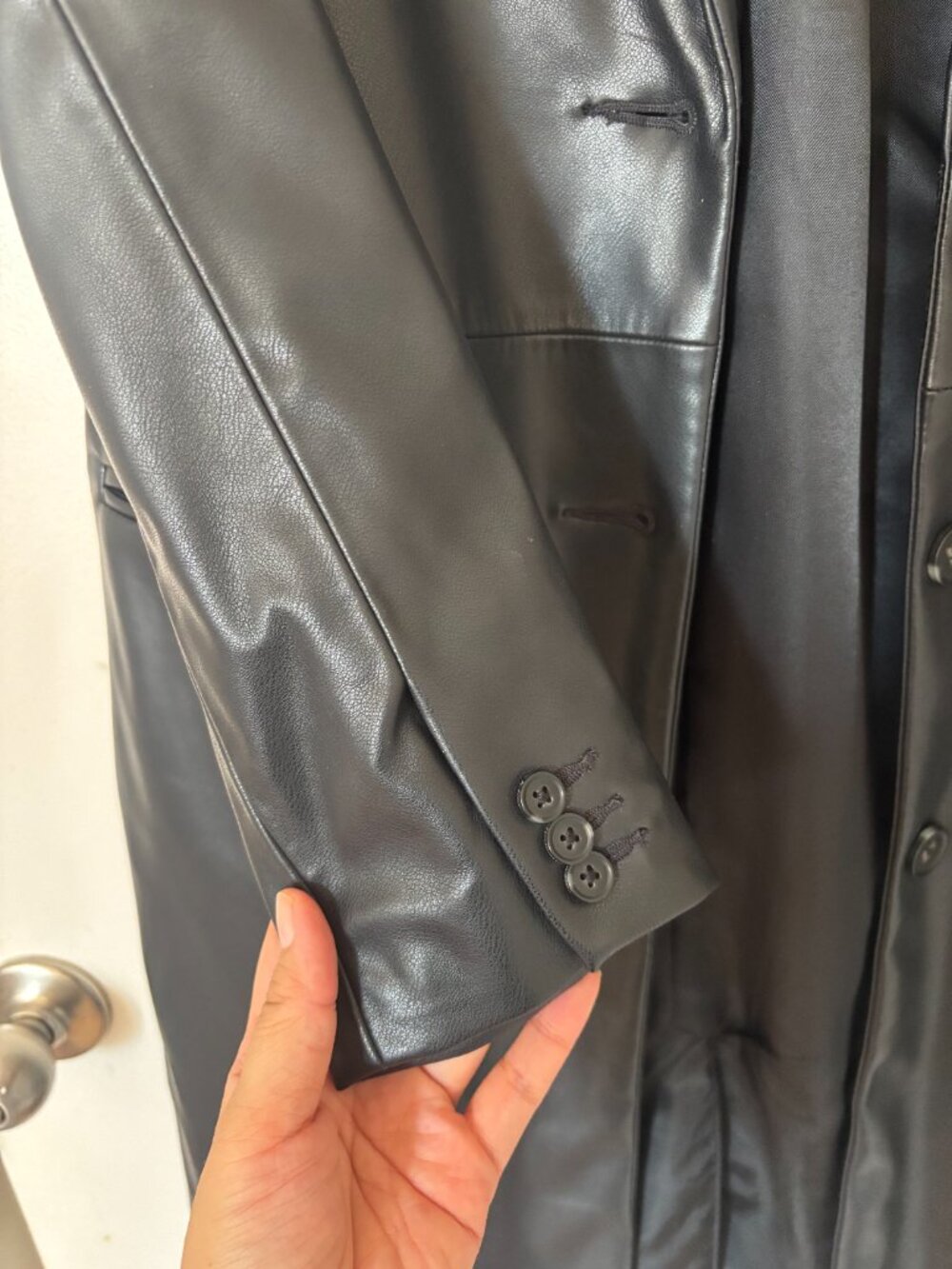 Abercrombie & Fitch Vegan Leather Long Length Coat XS - Picture 5 of 7